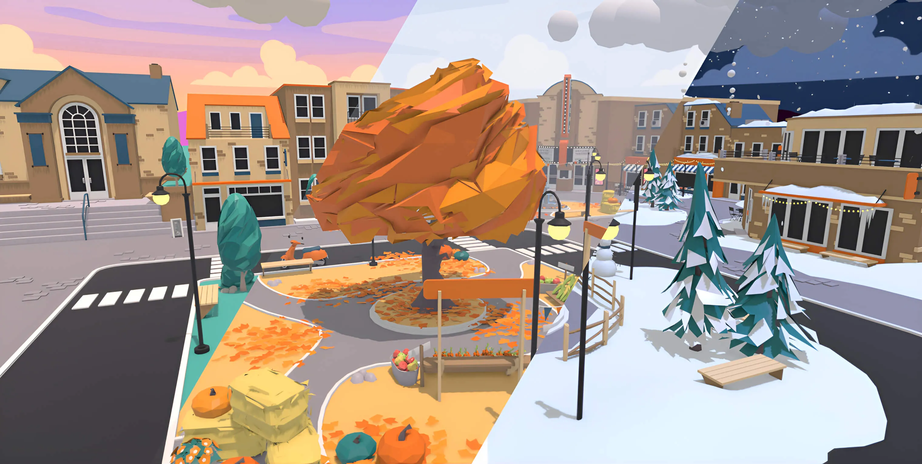 A wide render of the Main Street environment.