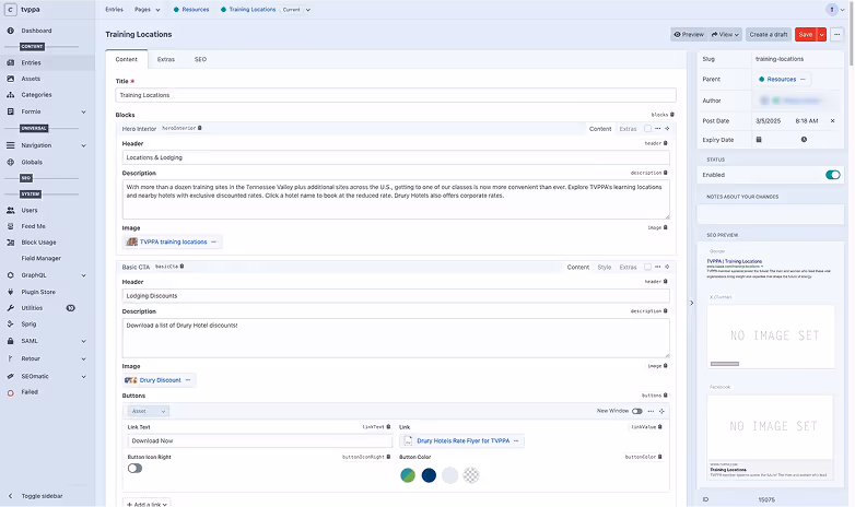 The Webflow CMS dashboard for managing site content.