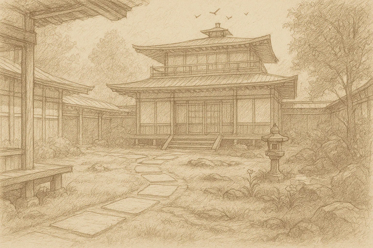 Concept art for the Samurai exhibit environment